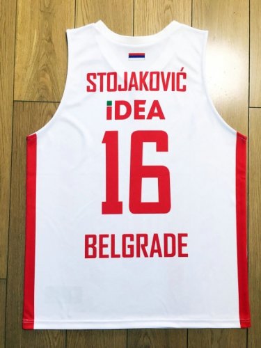 16 Stojakovic Red Star Belgrade Basketball Jersey red and white stripes